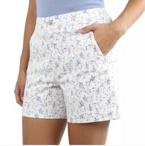 JACHS Girlfriend Purple and White Bermudas Casual Shorts Size L